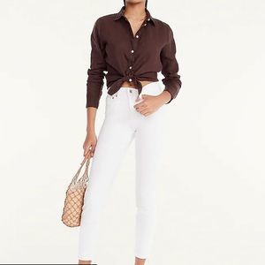 J Crew White Denim Toothpick Jeans 9” High Rise Size 28T